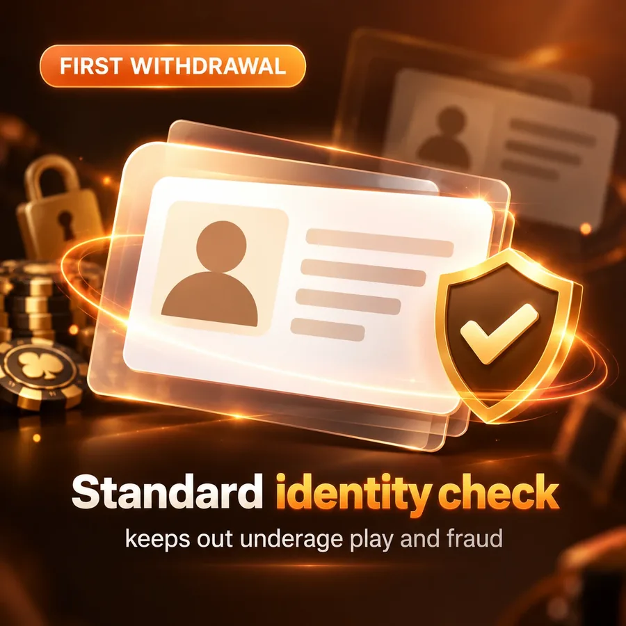 First withdrawal: a standard identity check keeps out underage play and fraud